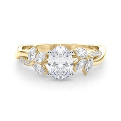 Bague en diamant certifié GIA 1.3ct ovale entrelacé Garden Flower Vine