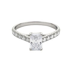 GIA Certificado 1.3ct Radiant Pave Trellis Entwined Prong Diamond Ring
