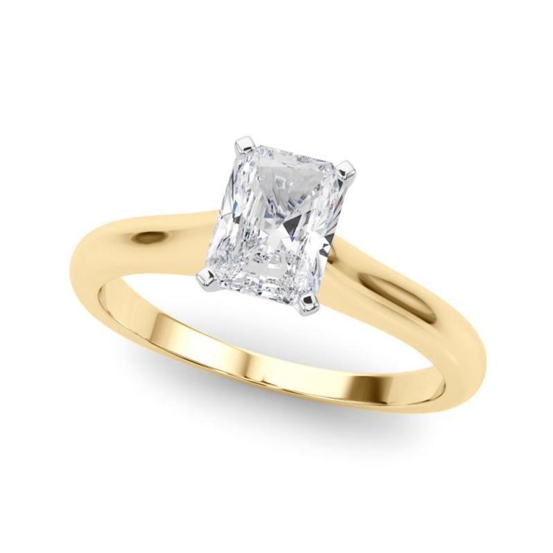 Taille radiant GIA Certified 1.3ct Radiant Slim Band Classic Solitaire Diamond Ring en vente
