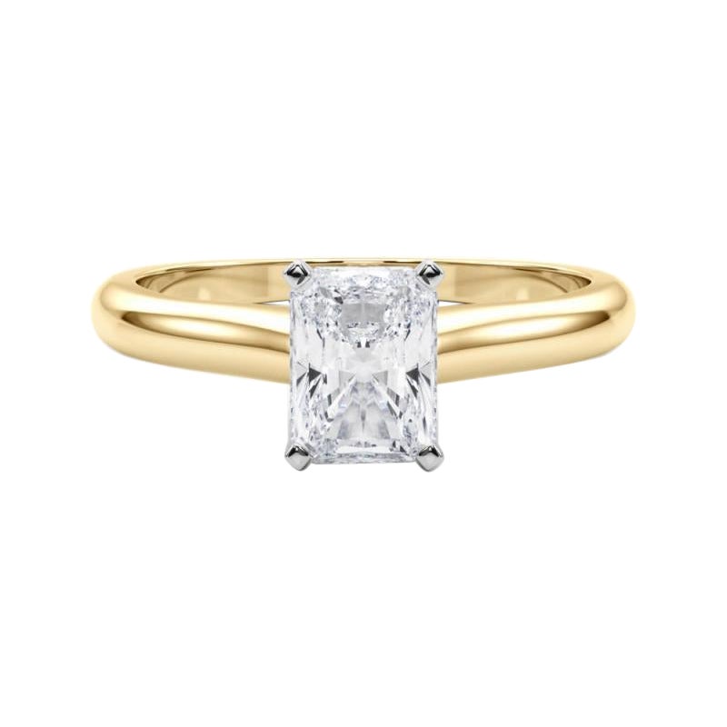 GIA Certified 1.3ct Radiant Slim Band Classic Solitaire Diamond Ring