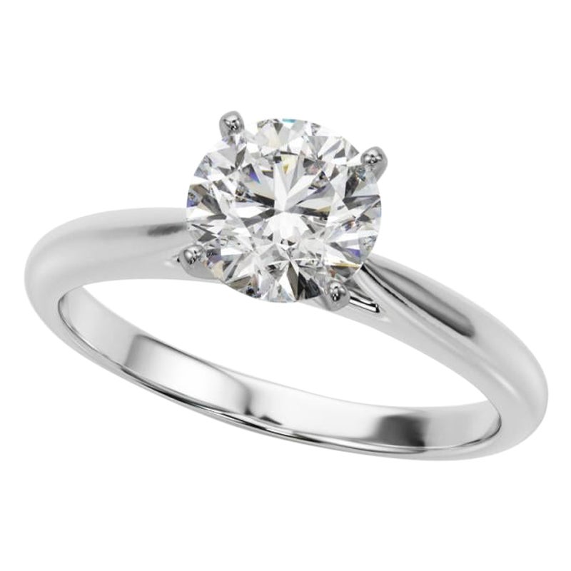 GIA Certified 1.3ct Round Classic Solitaire Slim Band Diamond Ring