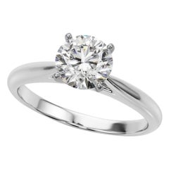 GIA Certified 1.3ct Round Classic Solitaire Slim Band Diamond Ring