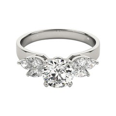GIA Certified 1.3ct Round & Marquise Cluster Multi-Stone Diamond Ring in Platino