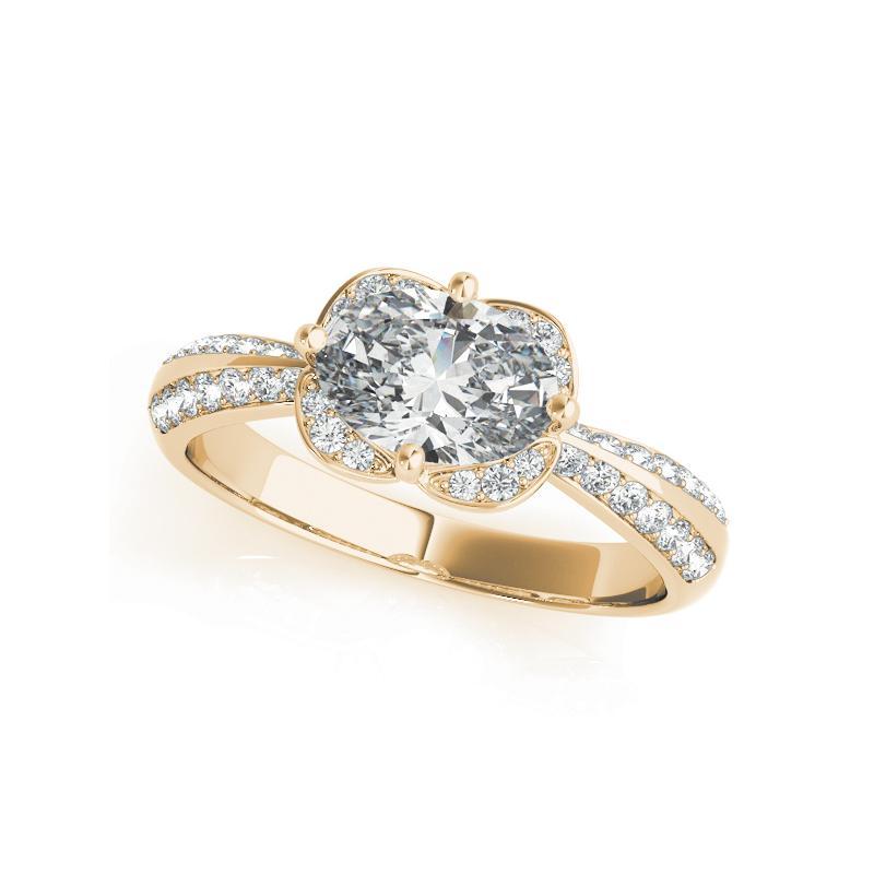 GIA zertifiziert 1.4 Karat Ost-West Oval Halo Double Pave Diamantring (Ovalschliff) im Angebot