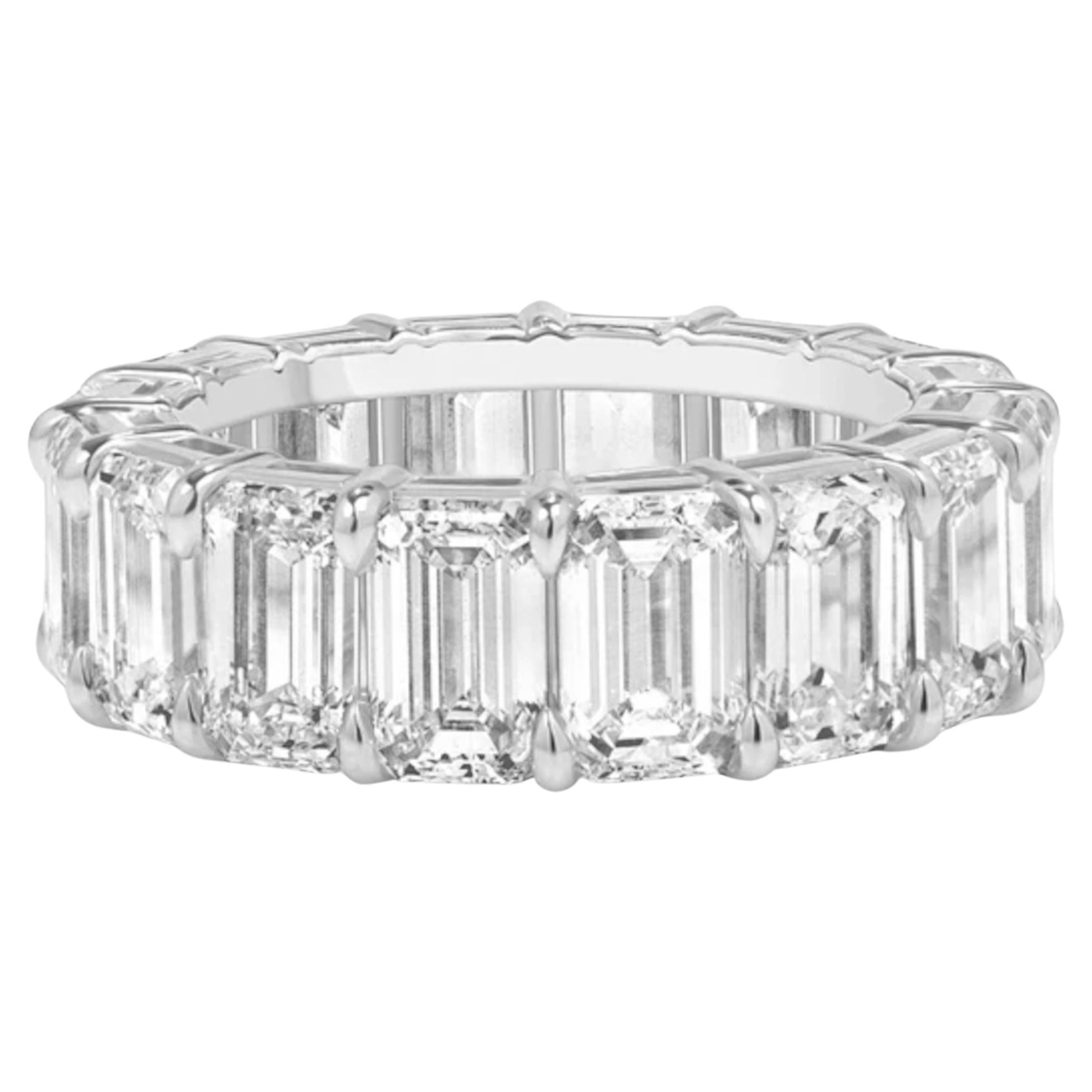 Certificado GIA 14  Anillo Eternidad Diamante Esmeralda Quilate Moderno en venta