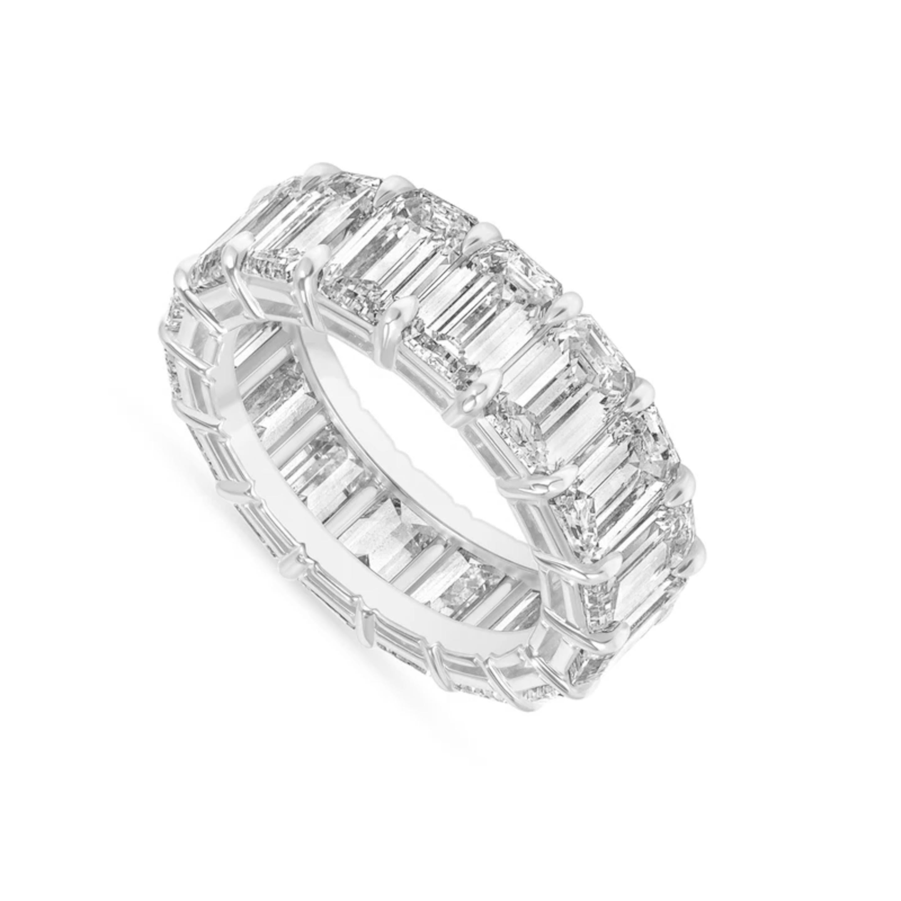 Certificado GIA 14  Anillo Eternidad Diamante Esmeralda Quilate Corte esmeralda en venta