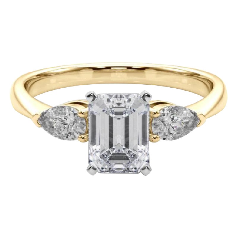 GIA Certified 1.4 Carat Emerald East-West Three-Stone Diamond Ring (bague à trois pierres avec émeraude)