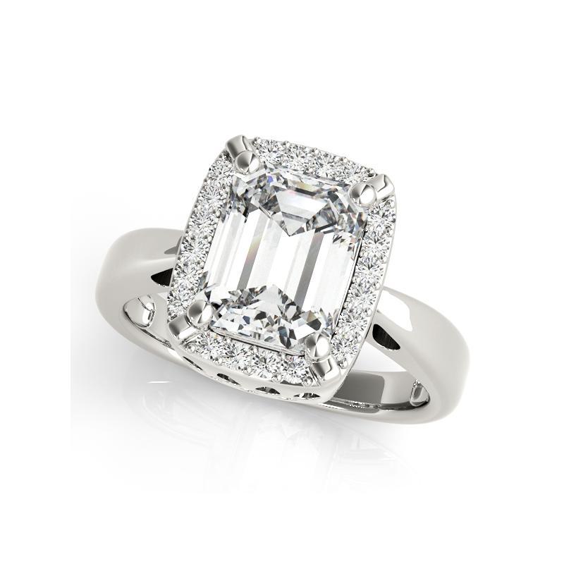 GIA zertifiziert 1.4 Karat Smaragd Halo Antik  Diamantring (Smaragdschliff) im Angebot