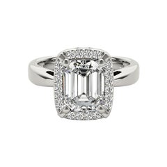 GIA zertifiziert 1.4 Karat Smaragd Halo Antik  Diamantring