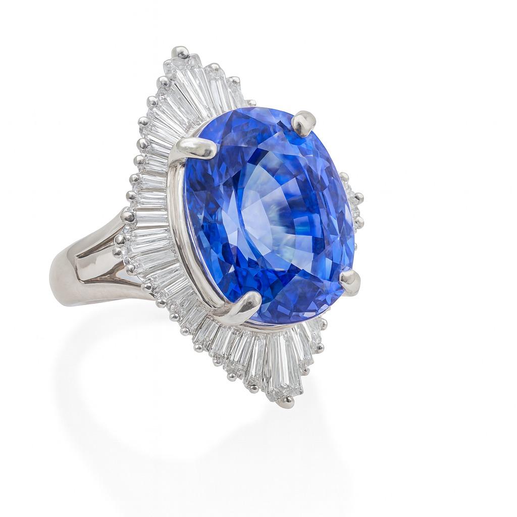 GIA Certificado 14 Quilates Sin Calor Zafiro Azul y Diamante Anillo Vintage Platino

Este extraordinario anillo vintage de platino exhibe un magnífico zafiro azul sin calentar de 14 quilates, certificado por el Instituto Gemológico de América (GIA).