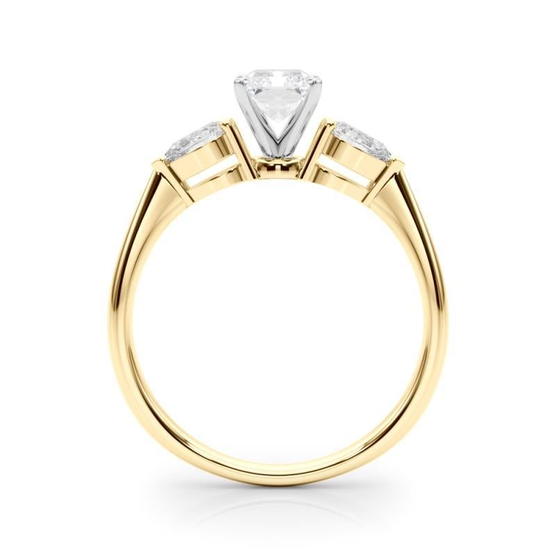 Anello con diamante radiante est-ovest a tre pietre certificato GIA da 1.4 carati In condizioni Nuovo in vendita a New York, NY