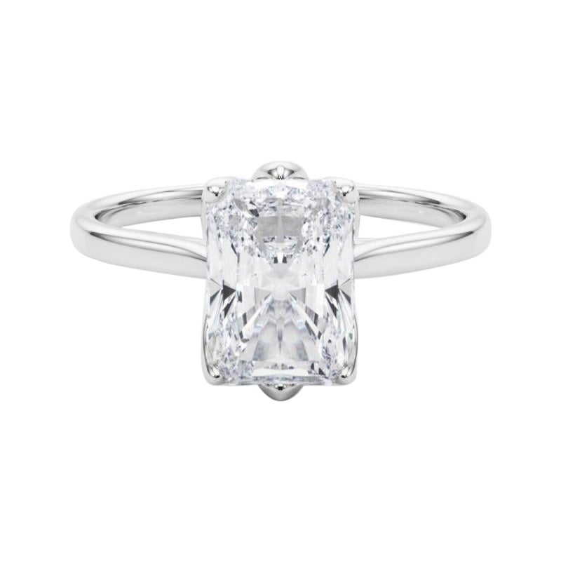 Anello con diamante radiante solitario Tulipano Rosa in platino certificato GIA da 1.4 carati