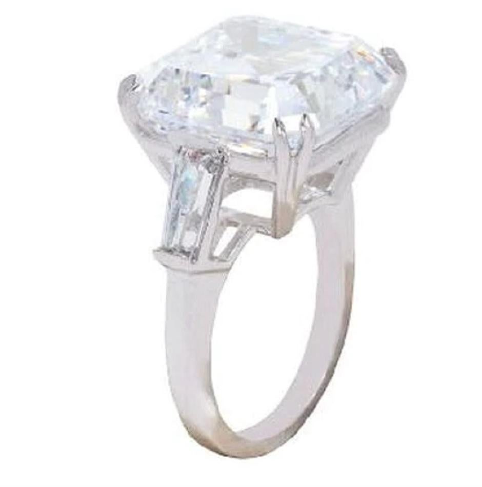Contemporary GIA Certified 14 Carat Square Emerald Cut Diamond Ring in 18K White Gold For Sale