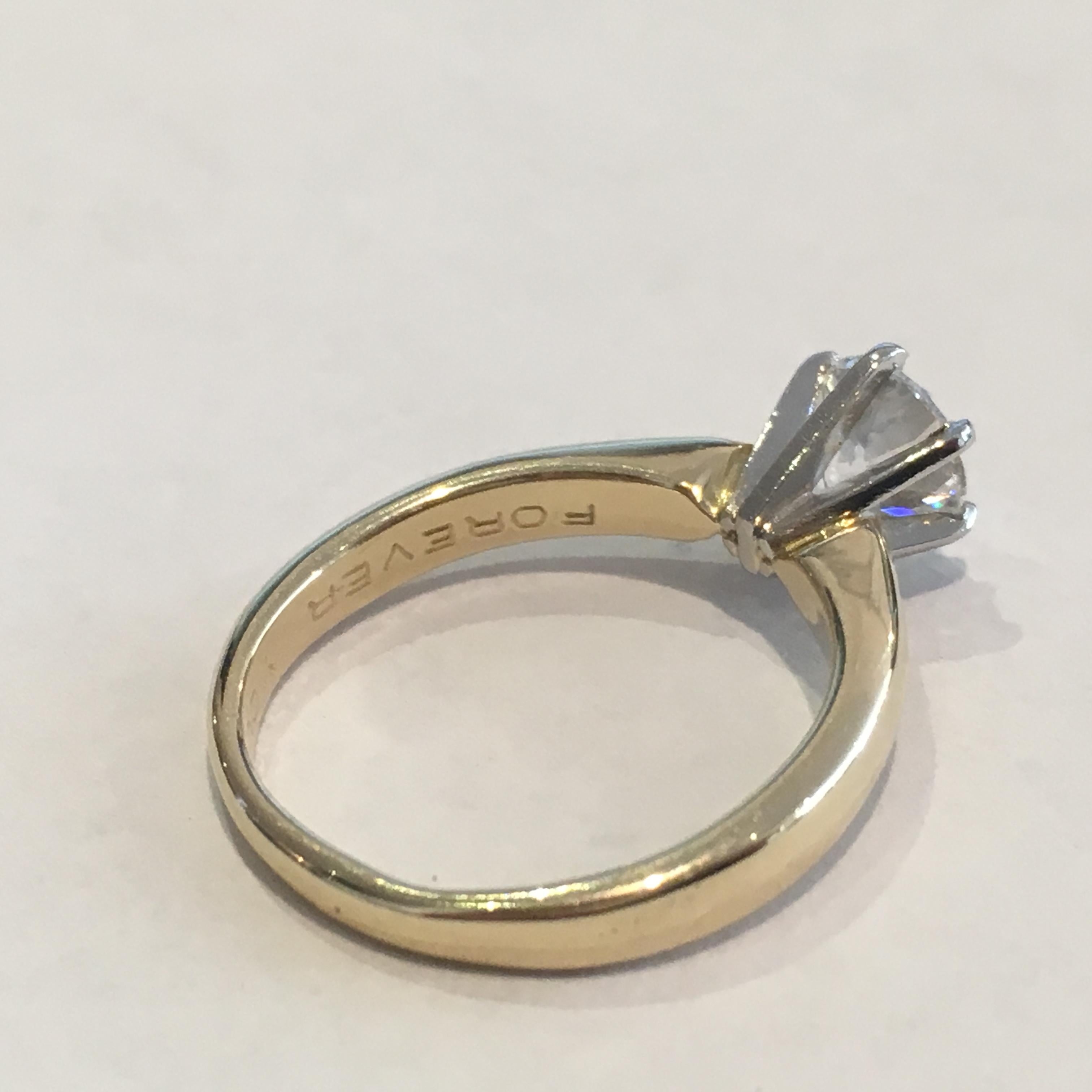 GIA Certified 14 Karat Yellow Gold Diamond Solitaire Engagement Ring In Good Condition In Laguna Beach, CA