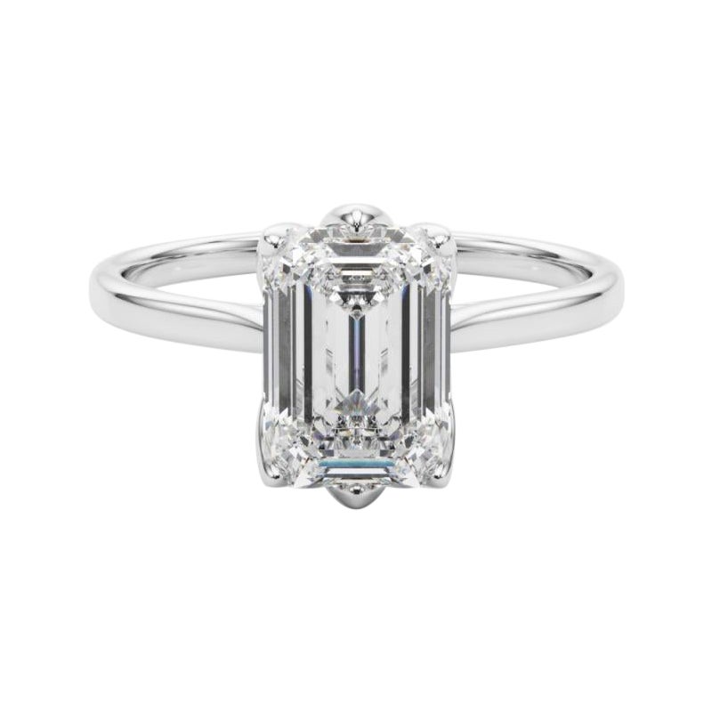 Anello con smeraldo solitario Tulip Rose da 1,40 carati certificato dalla GIA