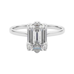 Anello con smeraldo solitario Tulip Rose da 1,40 carati certificato dalla GIA