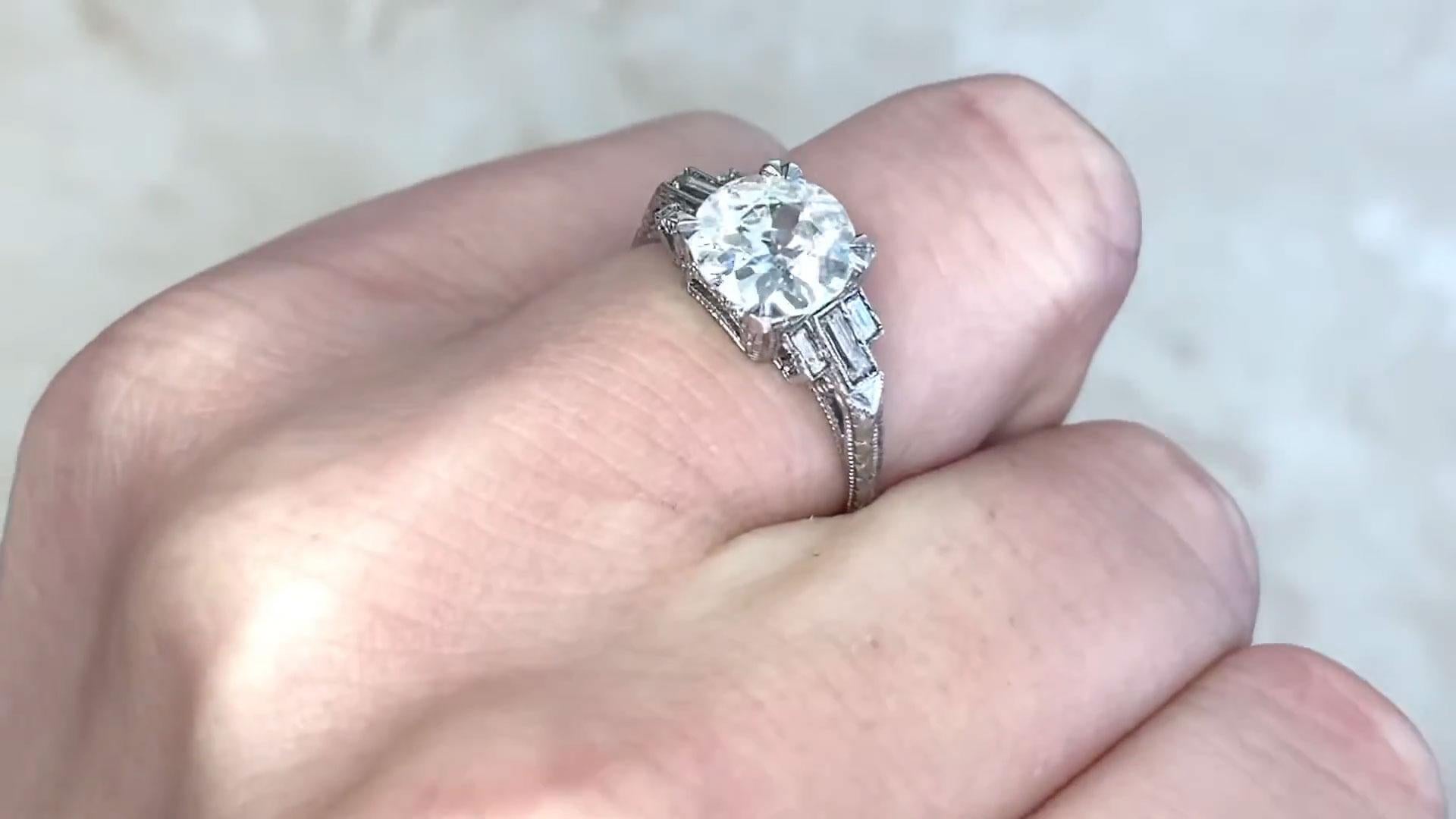 Art Deco Old European Diamond Engagement Ring (GIA Approx. 1.4-Carats), Platinum For Sale