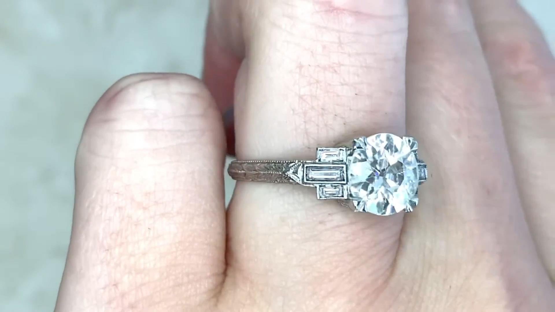 Old European Diamond Engagement Ring (GIA Approx. 1.4-Carats), Platinum In Excellent Condition For Sale In New York, NY