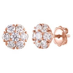 Clous d'oreilles en or à fleurs avec diamant rose de 1,40 carat, certifiées par le GIA