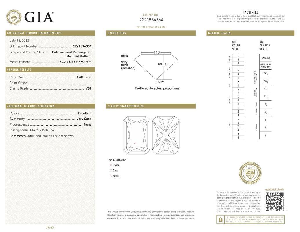GIA Certified 1,40 Karat Radiant Halo Curved Bypass Diamond Ring (Zeitgenössisch) im Angebot