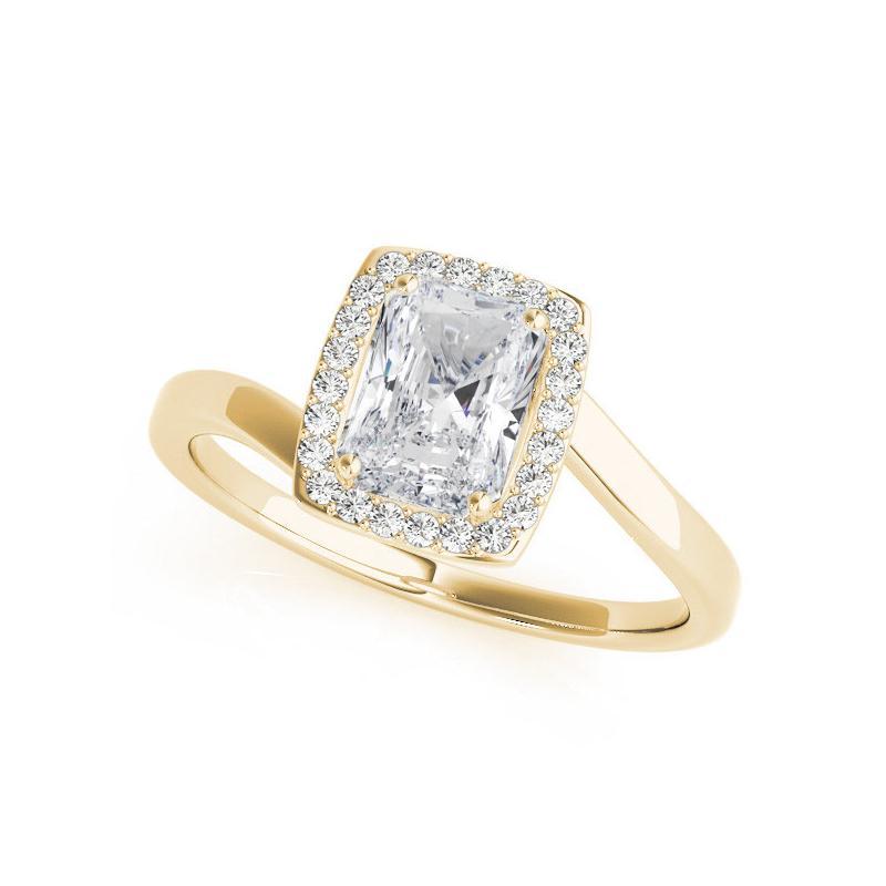 GIA Certified 1,40 Karat Radiant Halo Curved Bypass Diamond Ring (Radiantschliff) im Angebot