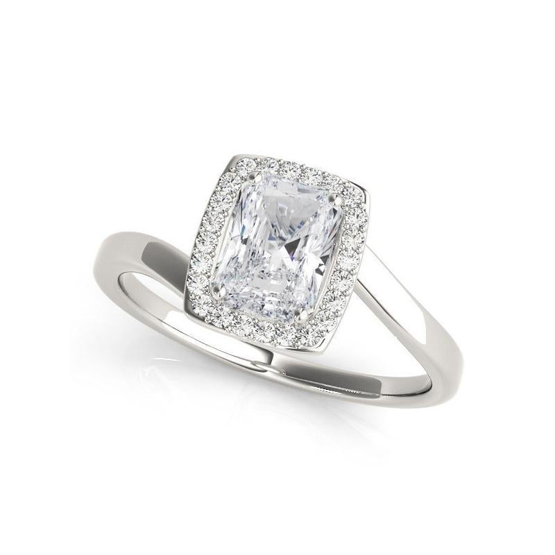 GIA Certified 1,40 Karat Radiant Halo Curved Bypass Diamond Ring (Radiantschliff) im Angebot