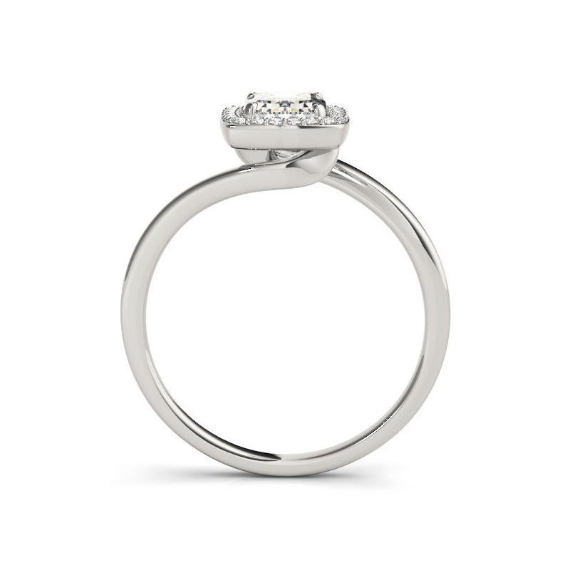 GIA Certified 1,40 Karat Radiant Halo Curved Bypass Diamond Ring Damen im Angebot
