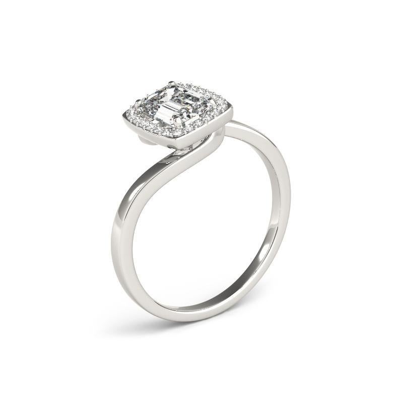 GIA Certified 1,40 Karat Radiant Halo Curved Bypass Diamond Ring im Angebot 1