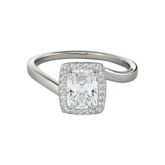 GIA Certified 1,40 Karat Radiant Halo Curved Bypass Diamond Ring