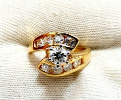 GIA Certified 1.40 Carat Round Cut Diamond Crossover Engagement Ring 14 Karat*
