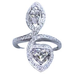 Anello doppio solitario in oro 18k con diamanti da 1,40 carati certificati GIA