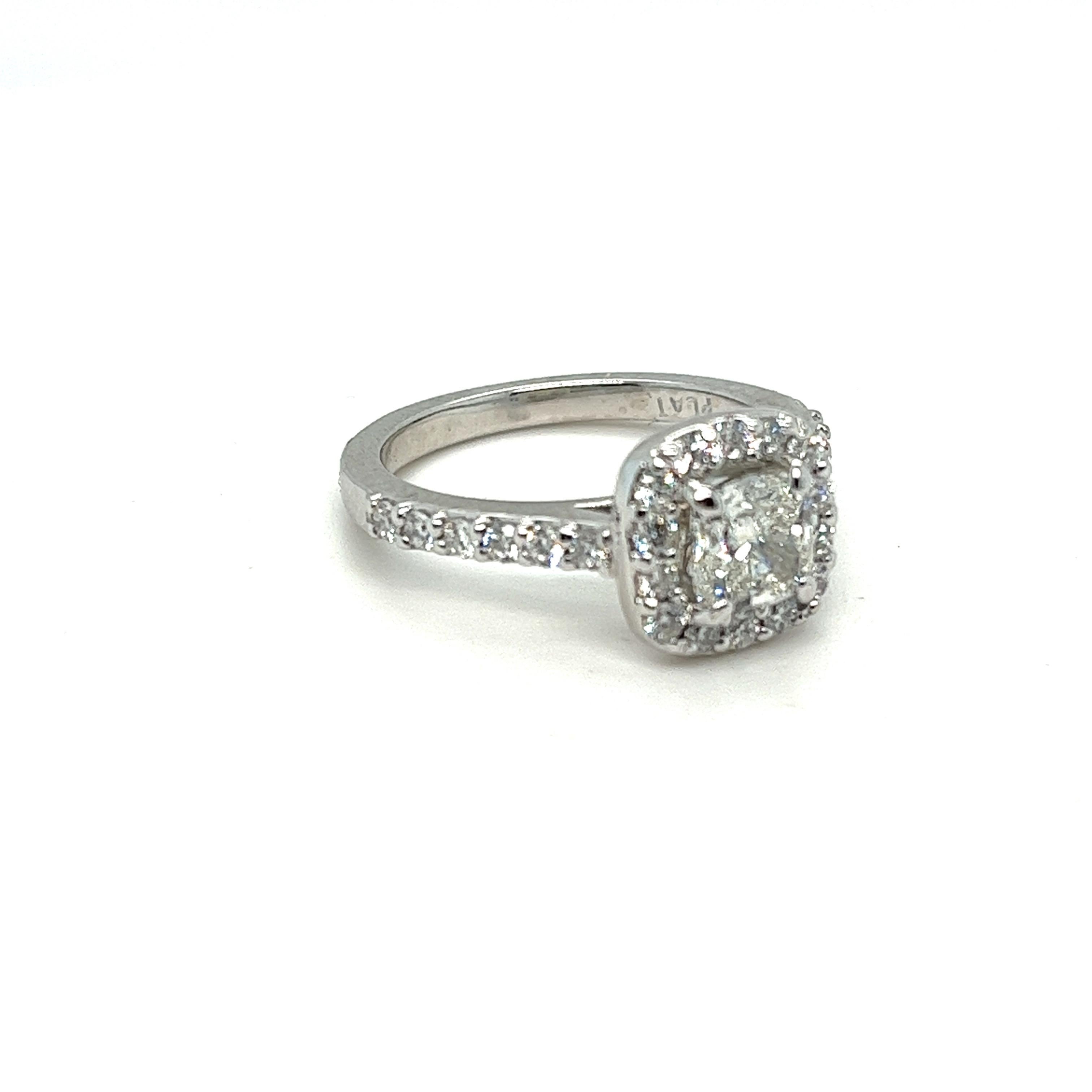 G.I.A. Certified 1.40 Carats Tw. Cushion Diamond Platinum Engagement Ring For Sale 4