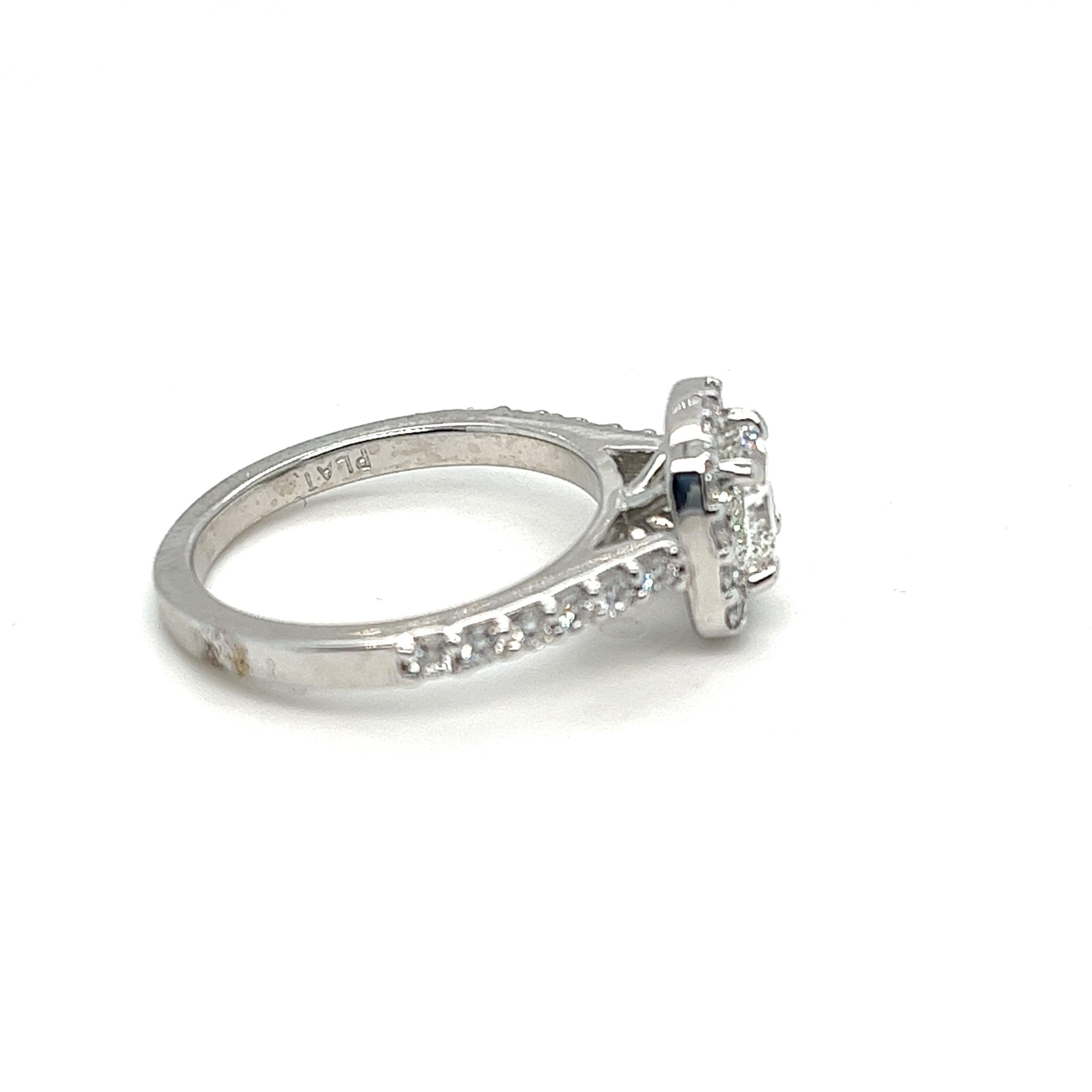 G.I.A. Certified 1.40 Carats Tw. Cushion Diamond Platinum Engagement Ring For Sale 3
