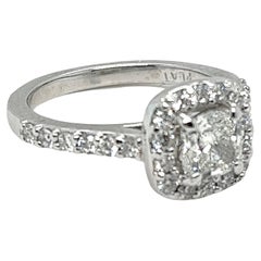 G.I.A. Certified 1.40 Carats Tw. Cushion Diamond Platinum Engagement Ring