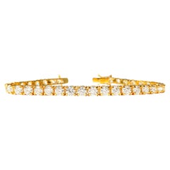 GIA Certified 14.00 Carat Diamond 14K Yellow Gold Custom Tennis Bracelet