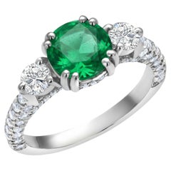 GIA Certified 1.40ct Colombian Emerald & 1.45ct Diamond Ring