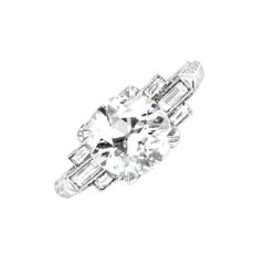 GIA-Certified 1.40 Carat Euro-Cut Diamond Engagement Ring, VS1 Clarity, Platinum