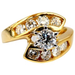 GIA Certified 1.40 Carat Round Cut Diamond Crossover Engagement Ring 14 Karat