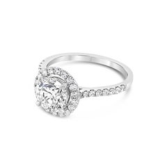 GIA Certified 1.40ct Round Diamond Set in 18k White Gold Cathedral Setting