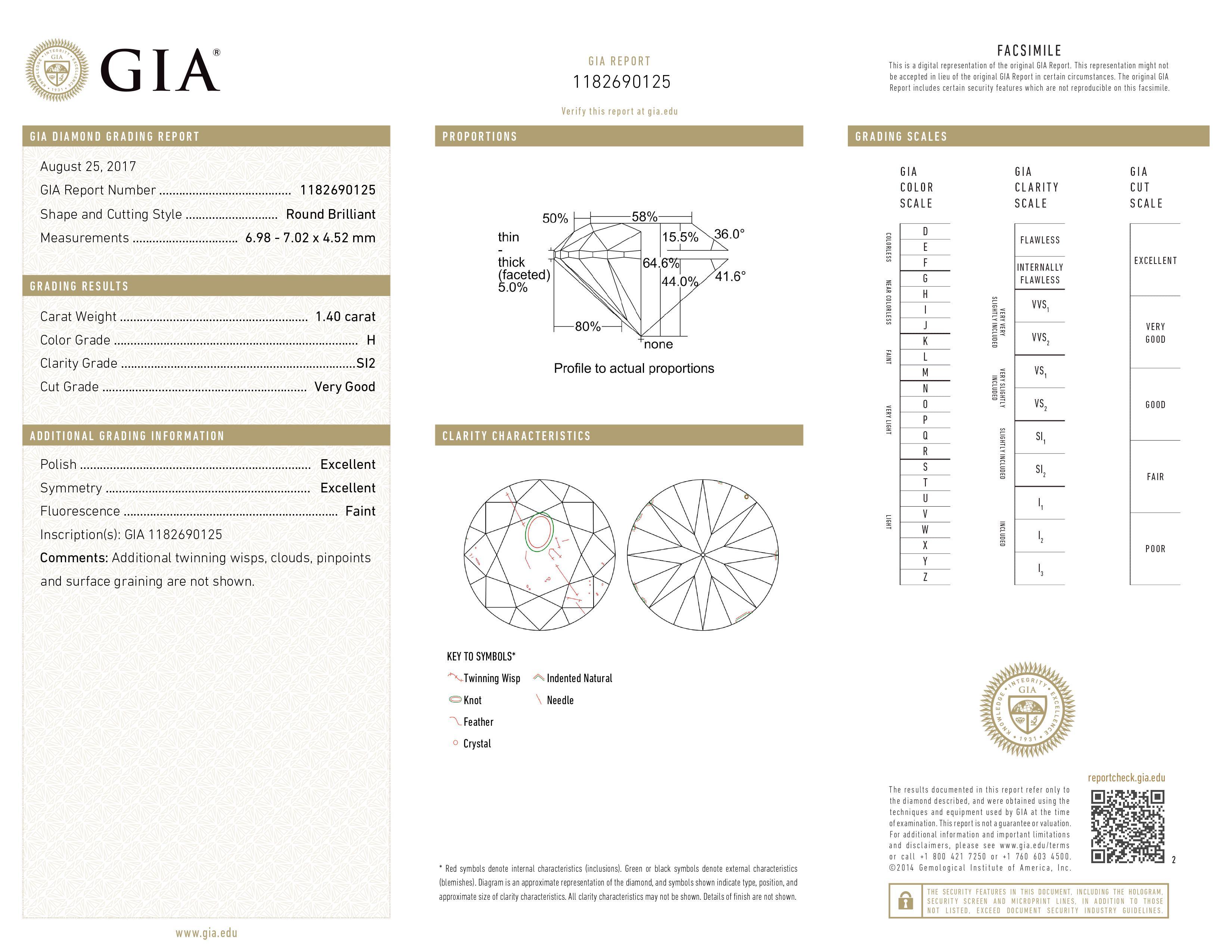 GIA Certified 1.40ct Round Diamond Set in 18k White Gold Cathedral Setting In New Condition For Sale In Houston, TX