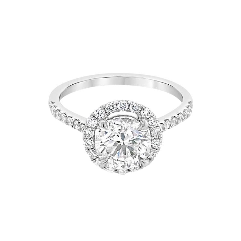 Sertissage cathédrale en or blanc 18 carats avec diamants ronds de 1,40 carat certifiés GIA en vente