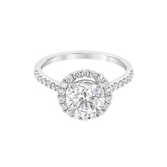 Sertissage cathédrale en or blanc 18 carats avec diamants ronds de 1,40 carat certifiés GIA