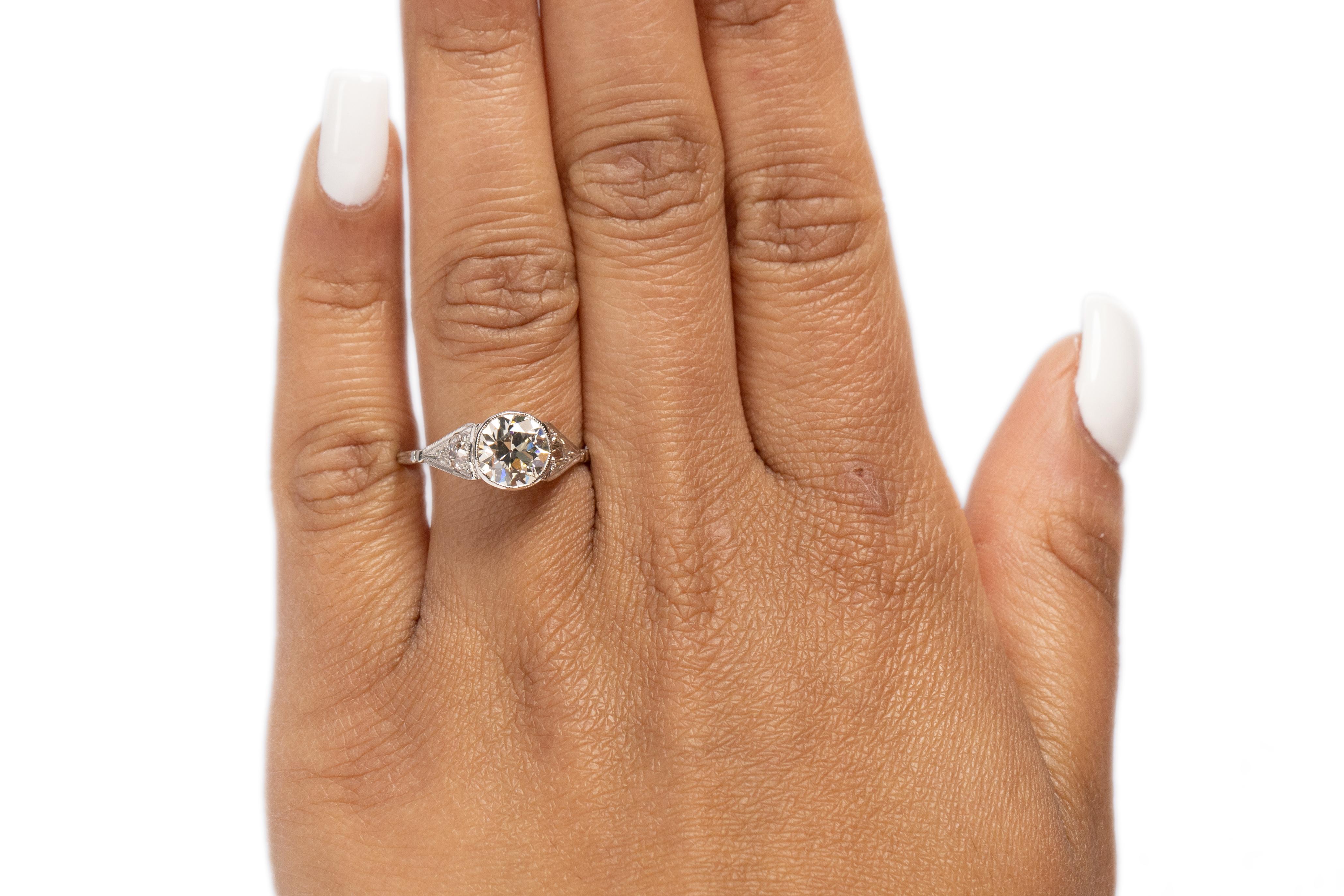 Women's GIA Certified 1.41 Carat Art Deco Diamond Platinum Engagement Ring For Sale