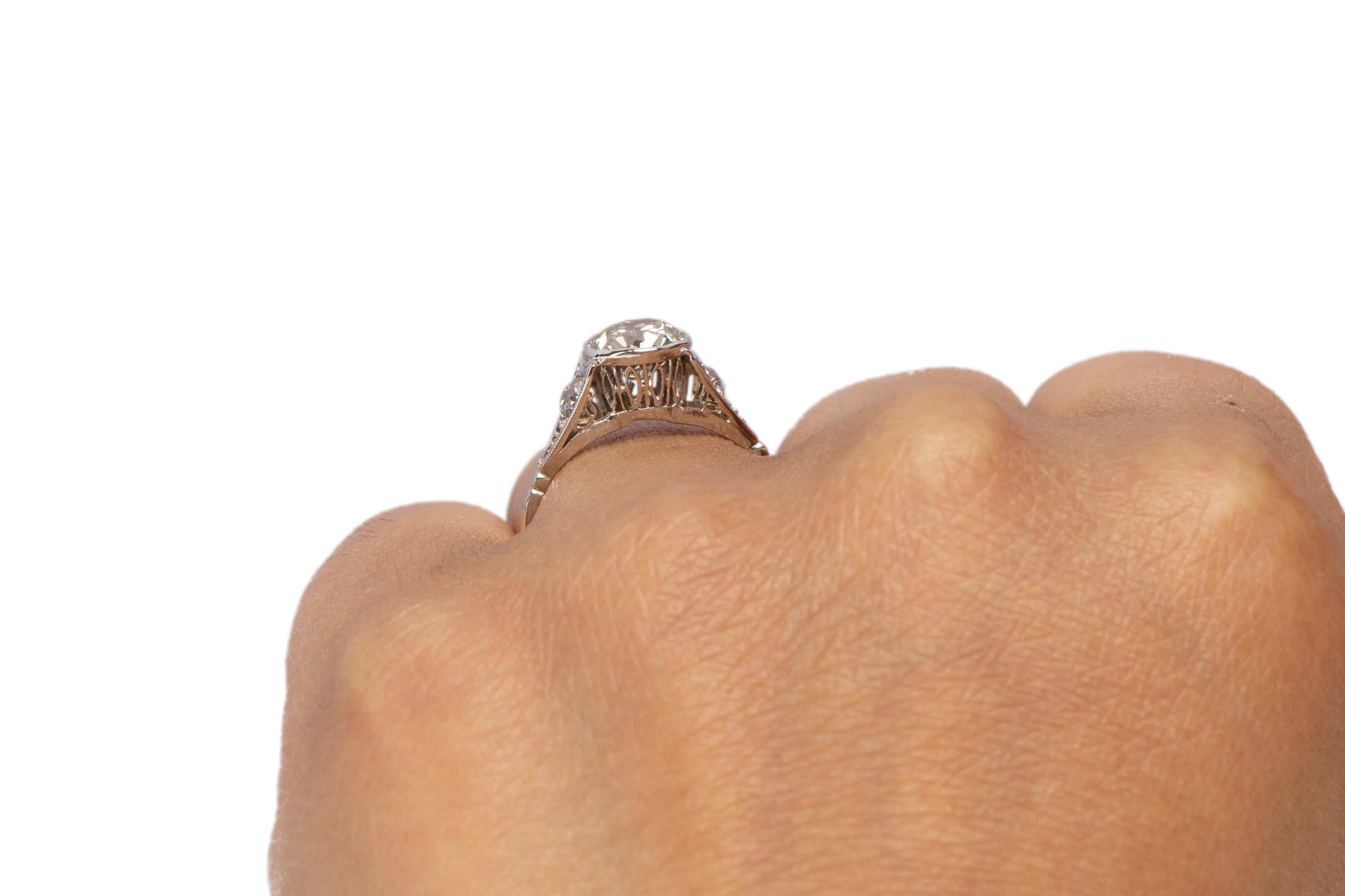 GIA Certified 1.41 Carat Art Deco Diamond Platinum Engagement Ring For Sale 1