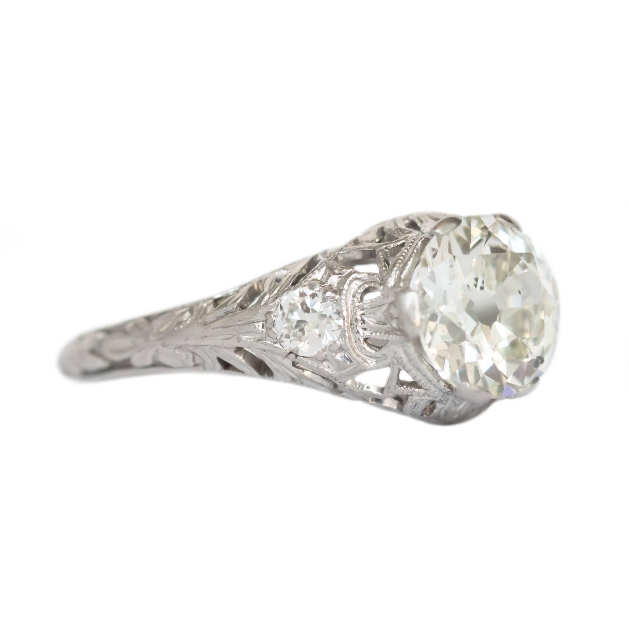 Edwardian GIA Certified 1.41 Carat Diamond Platinum Engagement Ring For Sale