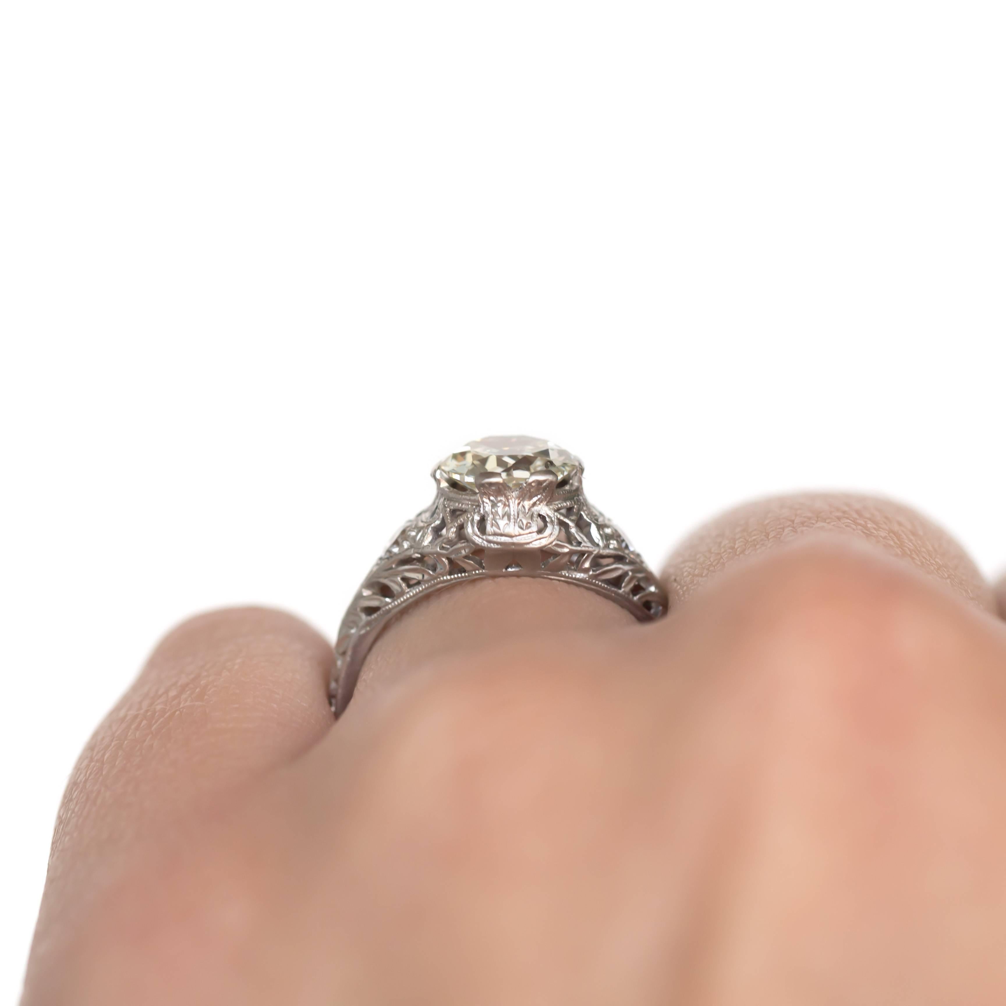 GIA Certified 1.41 Carat Diamond Platinum Engagement Ring For Sale 3