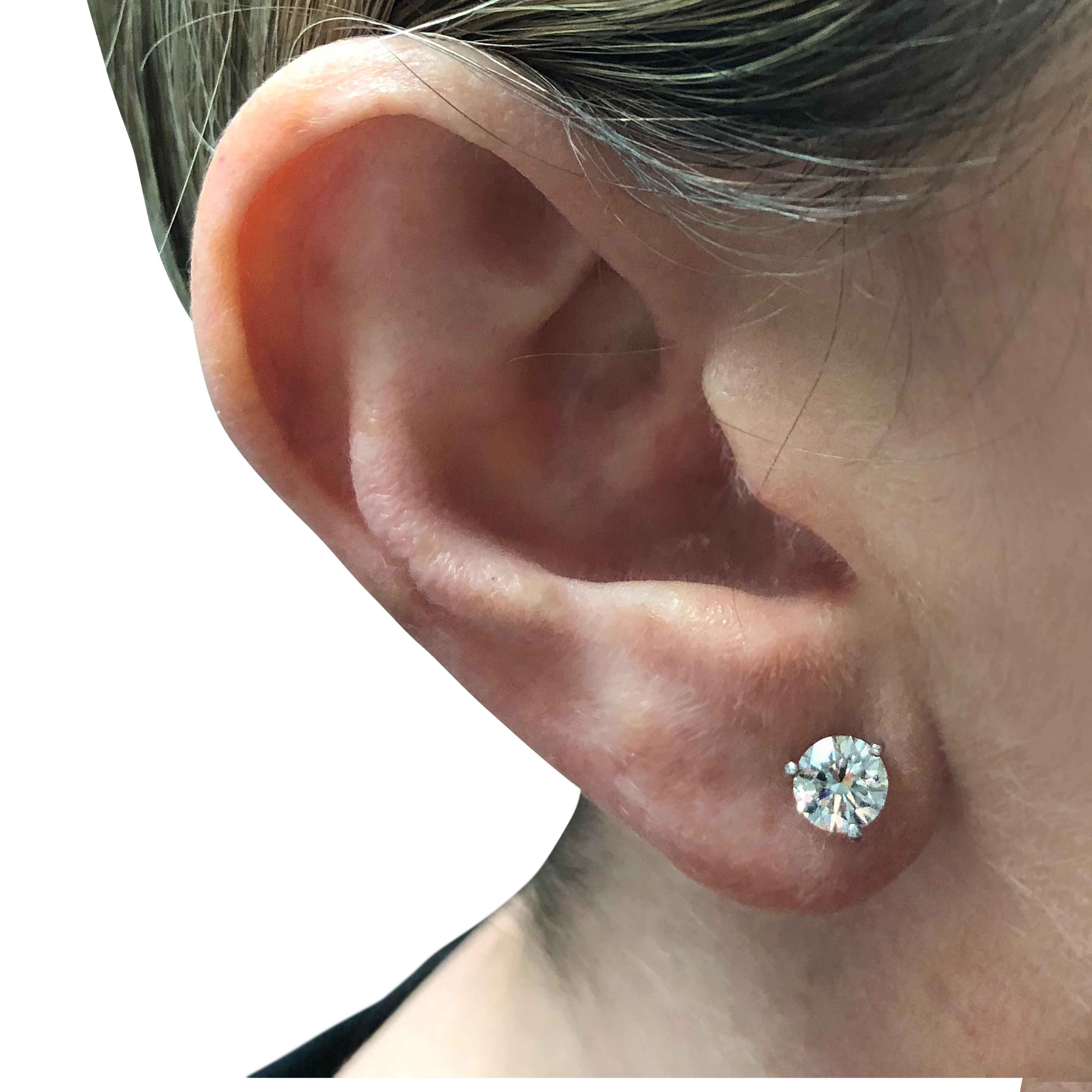 Modern Vivid Diamonds GIA Certified 1.41 Carat Diamond Stud Earrings