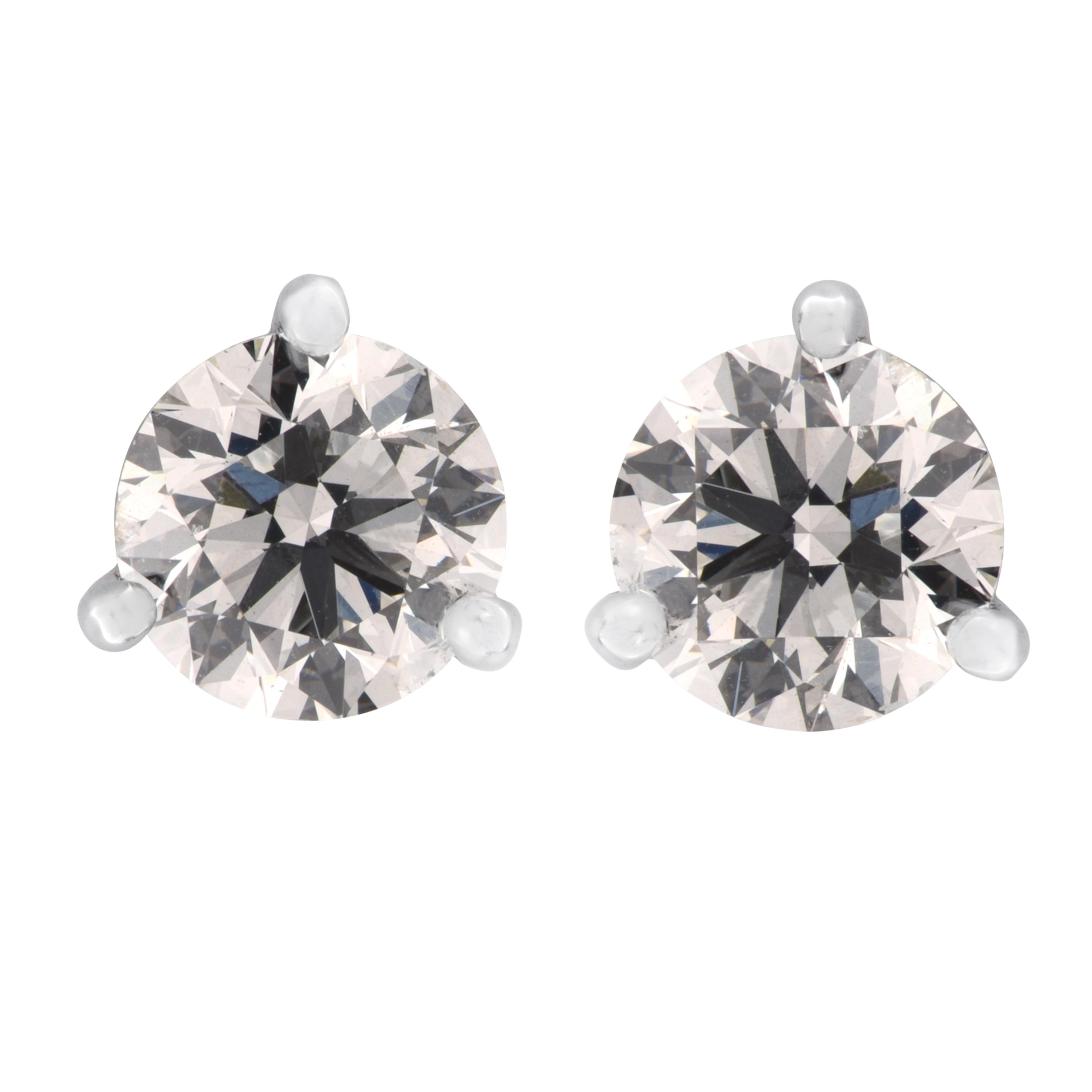 Round Cut Vivid Diamonds GIA Certified 1.41 Carat Diamond Stud Earrings
