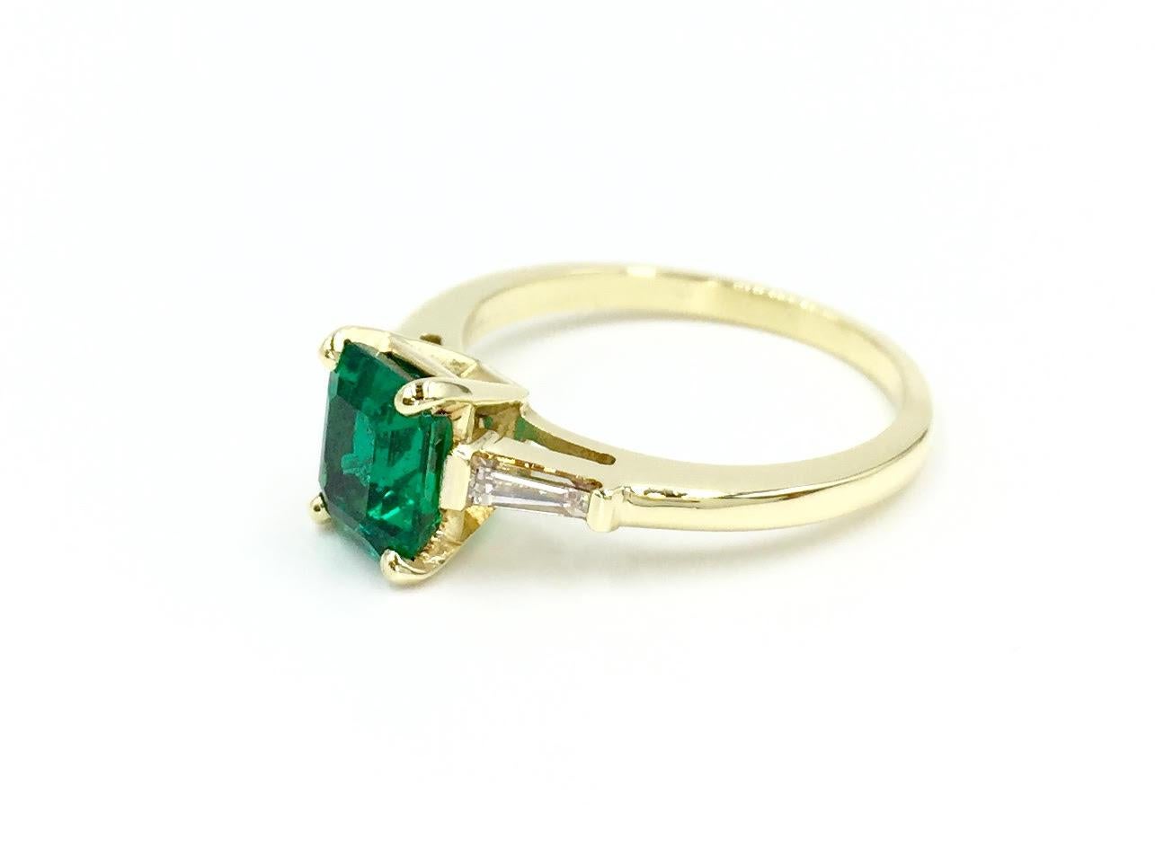 Emerald Cut GIA Certified 1.41 Carat Emerald Diamond 18 Karat Ring