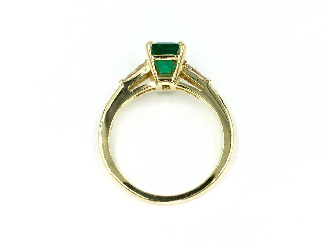 GIA Certified 1.41 Carat Emerald Diamond 18 Karat Ring In Excellent Condition In Pikesville, MD